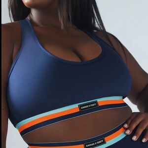 Savage X Fenty Impact Line Up Sports Bra Blue Active Wear Plus Size
